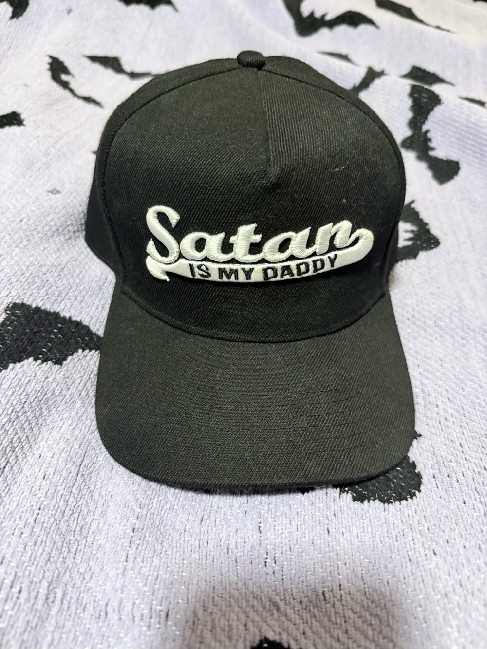 UnisexBlackcraft Satan Is My Daddy Black Baseball Cap Signed by Bobby Schubenski